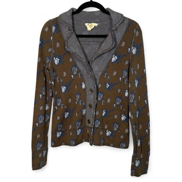 Anthropologie HWR Floral Jacquard Knit Button Down Cardigan - Picture 7 of 8